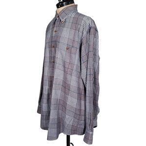 Dover Arrow Men’s Button-Down Shirt Size Large Blue White Plaid Long Sleeve
